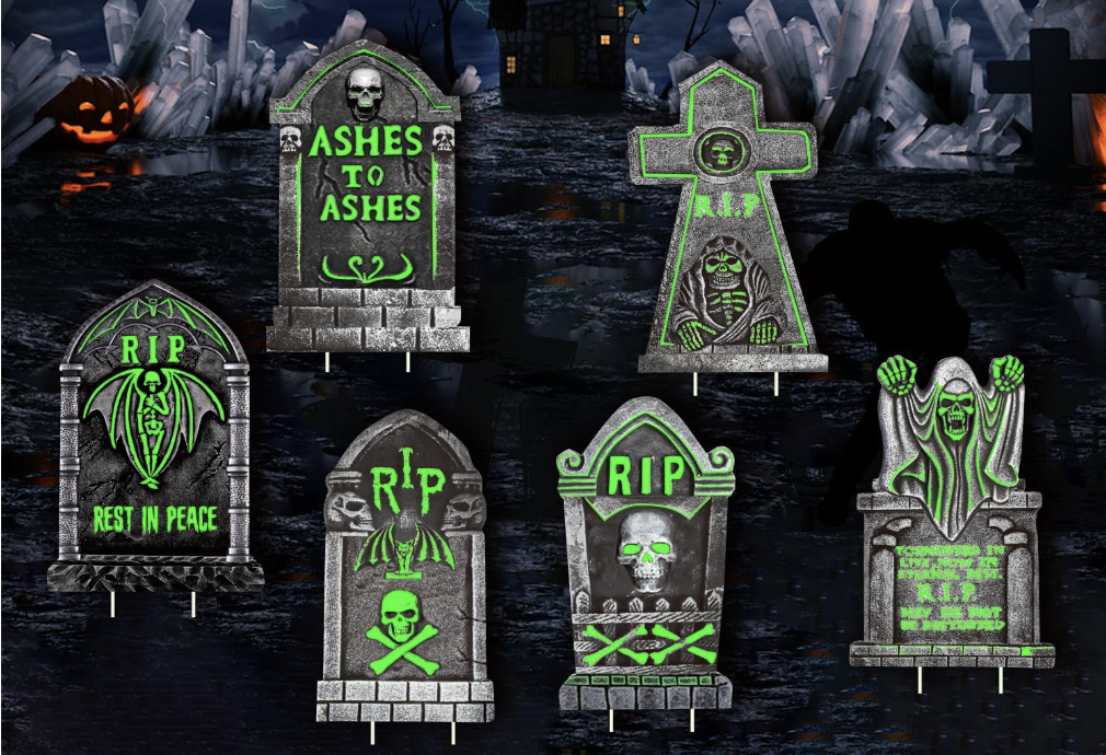 glow in the dark tombstones, best halloween lawn decorations